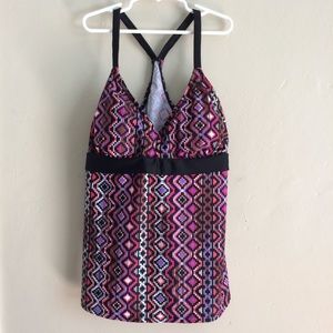 Coco Beach Multicolored Racerback Swim Top, Small